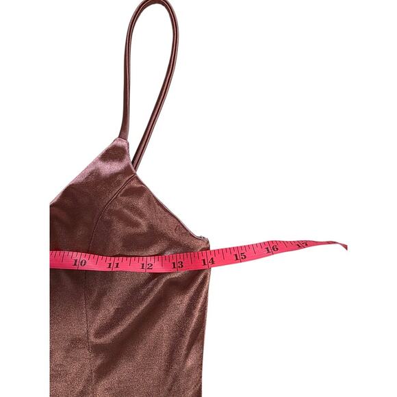 NWT LULU'S Metallic Brown Mini Pleat Dress - Picture 3 of 5